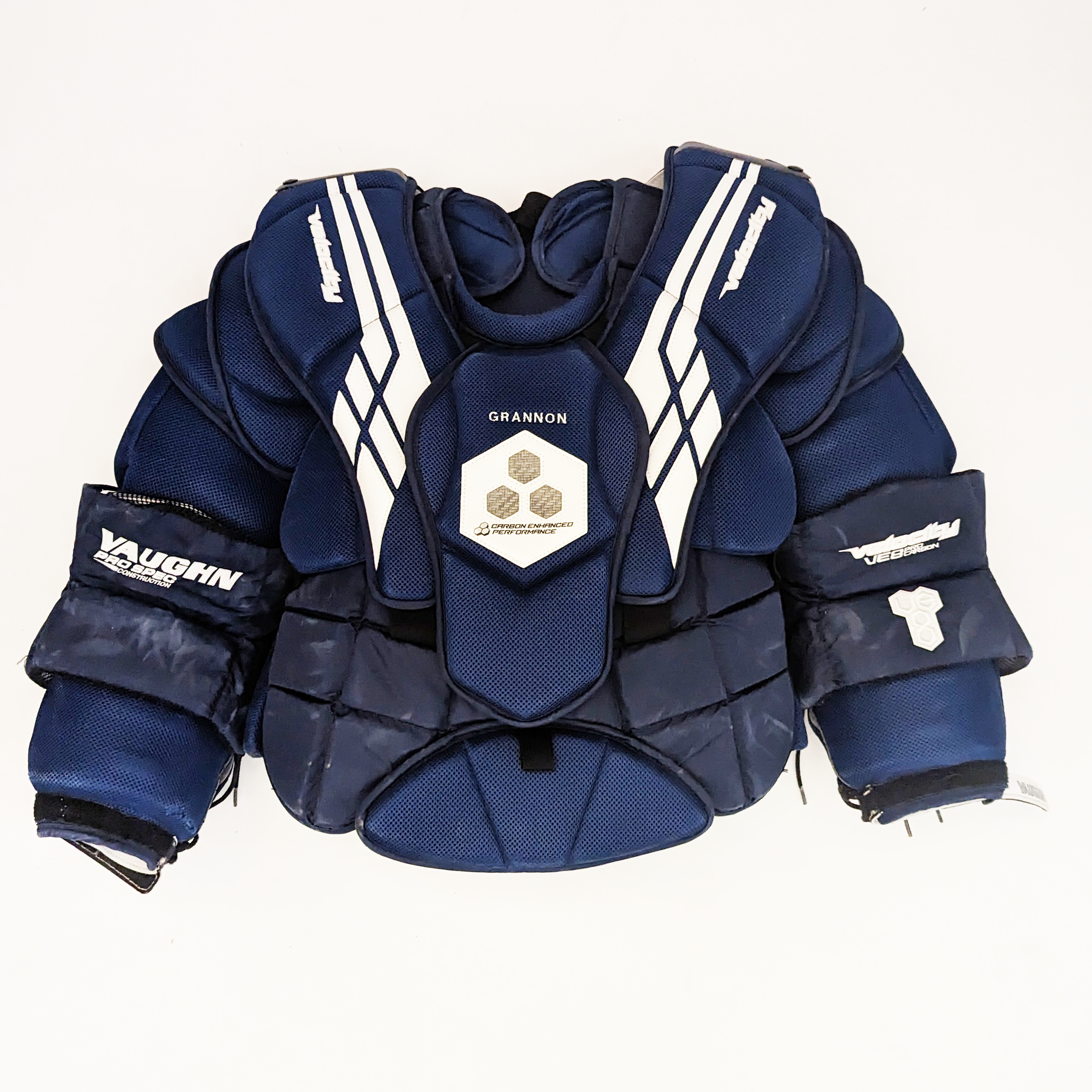 Vaughn VE8 - Plastron de gardien de but Pro Stock d'occasion (bleu/blanc)